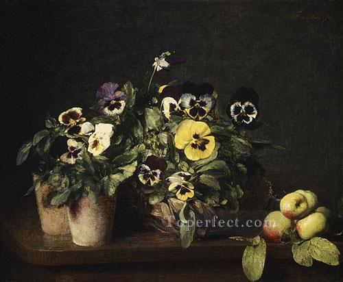 Still Life with Pansies 1874 flower painter Henri Fantin Latour Oil Paintings